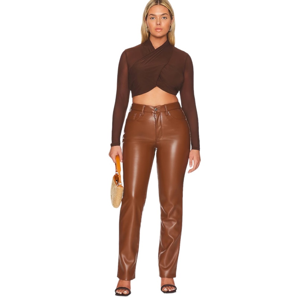 Good American Better Than Leather Good Icon Pants in Burnt Caramel (16)